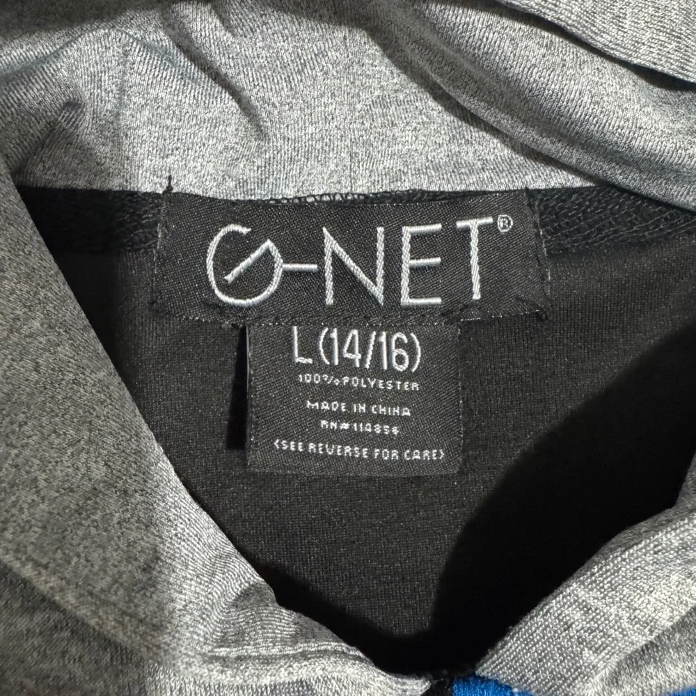 G-Net Big Boy Color Block Hoodie Sweatshirt Pullover Gray Blue Black‎ Size 14/16